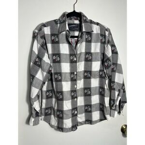 Company One Vintage 90s Plaid Floral Button Up Shirt Medium Cotton Made in India